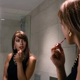 The slim girl with small breasts puts on the silk stockings and lets her wolf friends take turns to fuck her