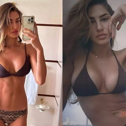 FLAV385 The perverted big-ass athlete makes a cute face and licks her nipples while using our sexual desire processing meat urinal.